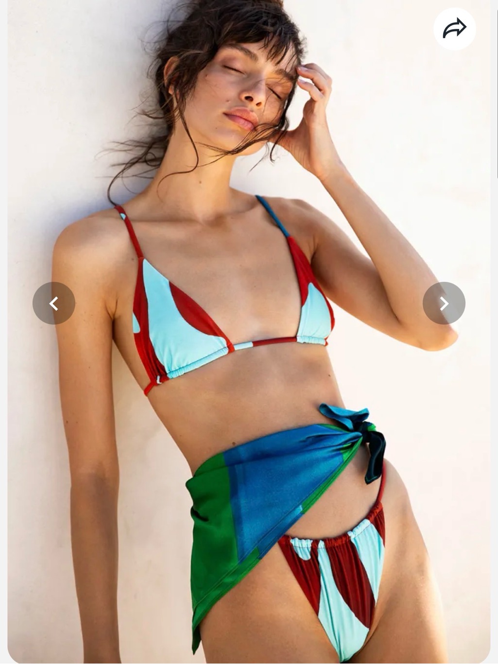 Sir The Label Blue, Red & Green Colorblock Triangle Bikini Set